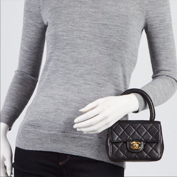 1994 Rare Chanel Quilted Top Handle Flap Bag - Picture 2 of 8